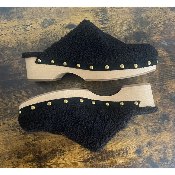 J. Crew Factory Black Textured Clogs with Gold Studs - Picture 3 of 10